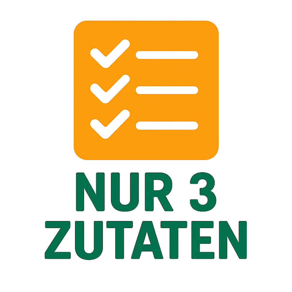 Icon für natürliche Snacks ohne künstliche Zusätze - nur 3 Zutaten.